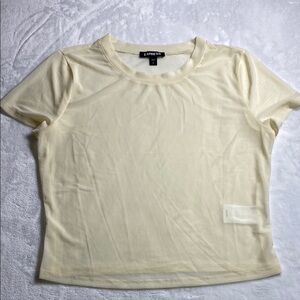 Express Cream Fitted Short Sleeve Tee